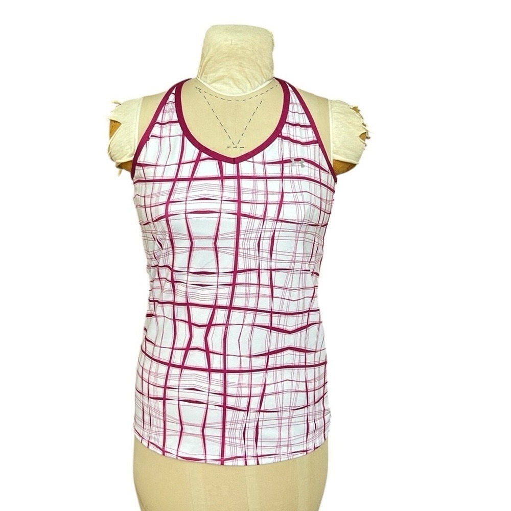 Under Armour Heatgear Women's 2009 Tank Top Large Pink White Plaid Athletic‎ Fit